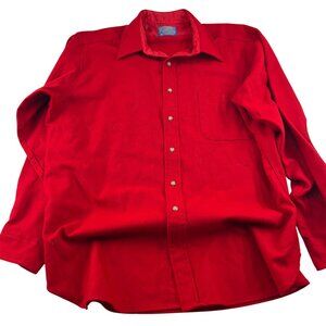 Pendleton Mens Red Wool Long Sleeve Shirt With Elbow Patches XL Made In USA